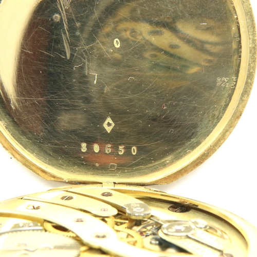 130 - Unmarked gold  pocket watch, case marked 80650 named Tiffany to face.  P&P Group 1 (£14+VAT for the ... 