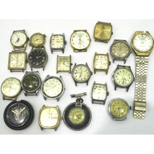 142 - Twenty mixed gents mechanical wristwatch heads, mainly not working. P&P Group 1 (£14+VAT for the fir... 