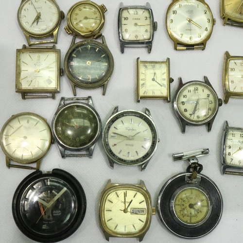 142 - Twenty mixed gents mechanical wristwatch heads, mainly not working. P&P Group 1 (£14+VAT for the fir... 