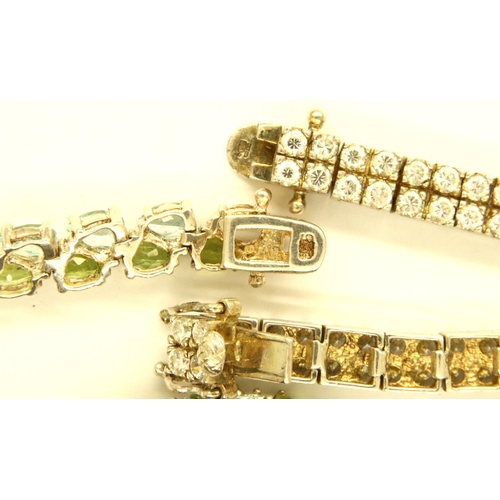 27 - Two 925 silver stone set bracelets. P&P Group 1 (£14+VAT for the first lot and £1+VAT for subsequent... 