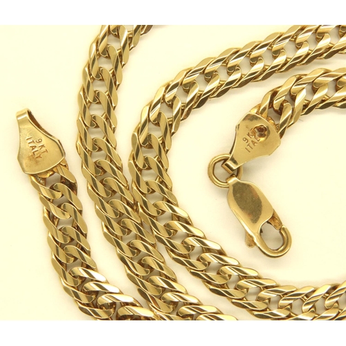 28 - 9ct gold flat link necklace, 18 inch chain, 16g. P&P Group 1 (£14+VAT for the first lot and £1+VAT f... 