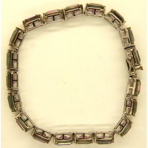 34 - Mystic topaz sterling silver bracelet, with certificate, gem weight 36g. P&P Group 1 (£14+VAT for th... 