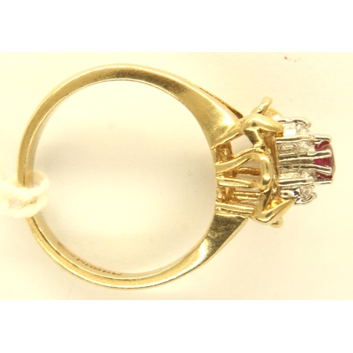 41 - 9ct gold ruby and CZ set ring, size K, 3.1g. P&P Group 1 (£14+VAT for the first lot and £1+VAT for s... 