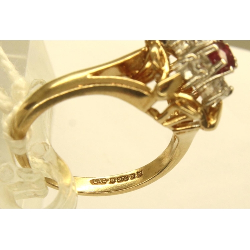 41 - 9ct gold ruby and CZ set ring, size K, 3.1g. P&P Group 1 (£14+VAT for the first lot and £1+VAT for s... 