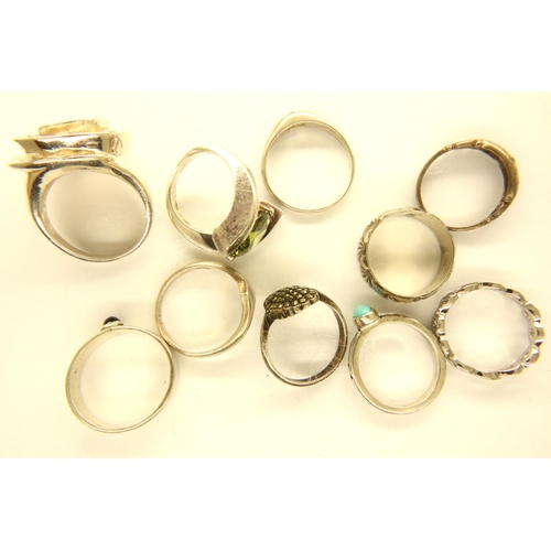 43 - Ten 925 silver and white metal rings, mixed sizes. P&P Group 1 (£14+VAT for the first lot and £1+VAT... 