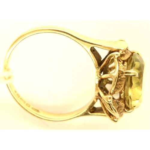 50 - 9ct gold large citrine set ring, size O, 4.0g. P&P Group 1 (£14+VAT for the first lot and £1+VAT for... 