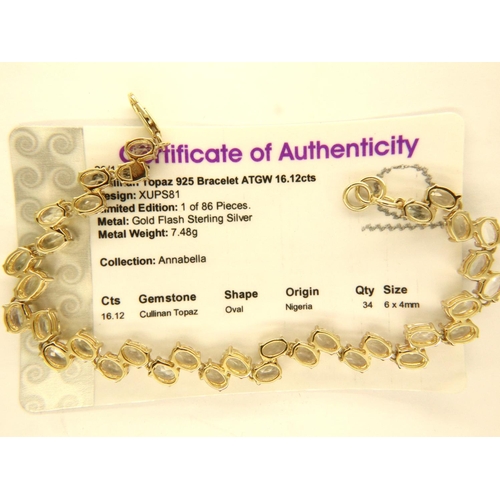 51 - Silver Cullinan topaz bracelet with certificate, L: 19 cm. P&P Group 1 (£14+VAT for the first lot an... 