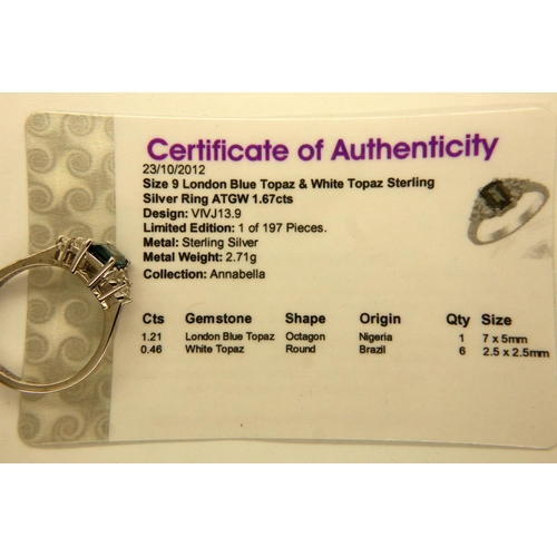 73 - Five stone set silver rings with certificates, various sizes. P&P Group 1 (£14+VAT for the first lot... 