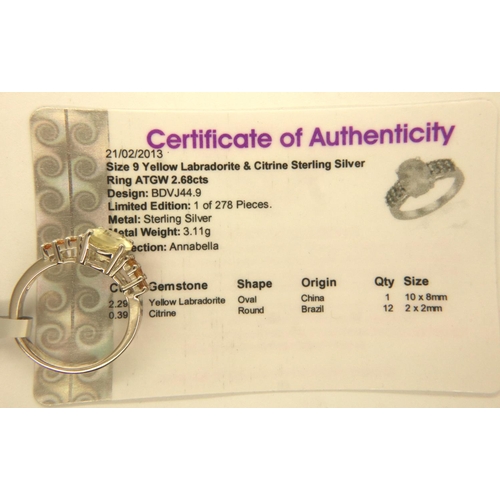 73 - Five stone set silver rings with certificates, various sizes. P&P Group 1 (£14+VAT for the first lot... 