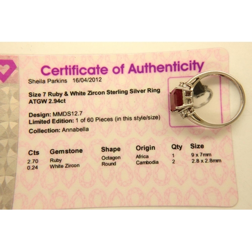 75 - Five stone set silver rings with certificates. P&P Group 1 (£14+VAT for the first lot and £1+VAT for... 