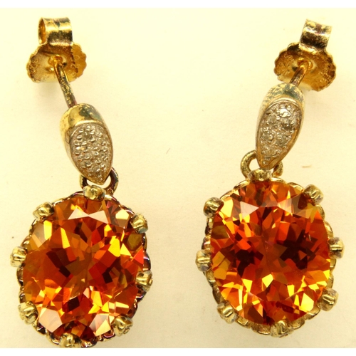 79 - Two pairs of gold plated sterling silver earrings, sunset quartz and Cullinan topaz, with certificat... 