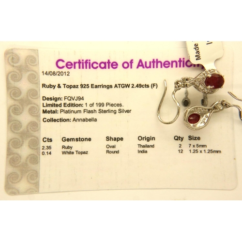 83 - Four mixed stone set pairs of earrings, with certificates. P&P Group 1 (£14+VAT for the first lot an... 