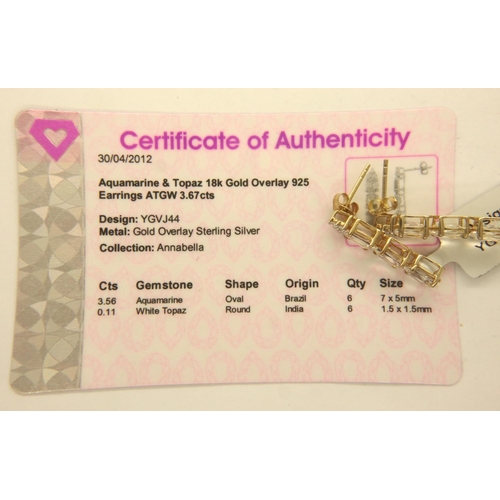 83 - Four mixed stone set pairs of earrings, with certificates. P&P Group 1 (£14+VAT for the first lot an... 