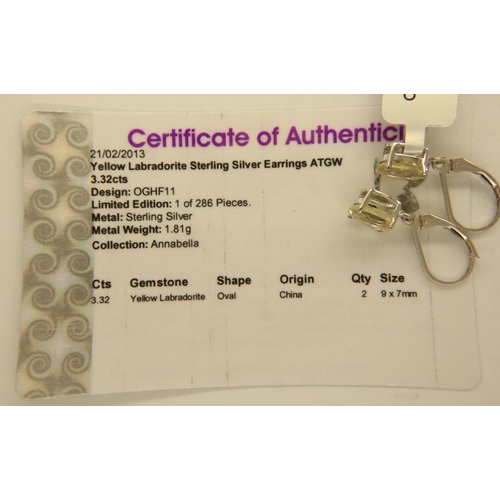 83 - Four mixed stone set pairs of earrings, with certificates. P&P Group 1 (£14+VAT for the first lot an... 