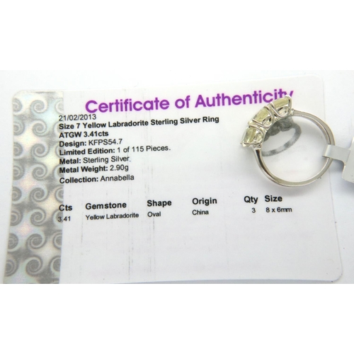 91 - Five stone set silver rings with certificates. P&P Group 1 (£14+VAT for the first lot and £1+VAT for... 