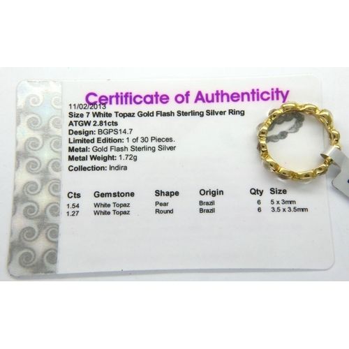 91 - Five stone set silver rings with certificates. P&P Group 1 (£14+VAT for the first lot and £1+VAT for... 