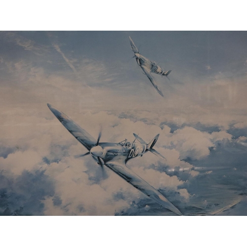 3016 - Robert Taylor (b. 1946): colour print, Spitfire, pencil signed by Douglas Bader and Johnnie Johnson,... 