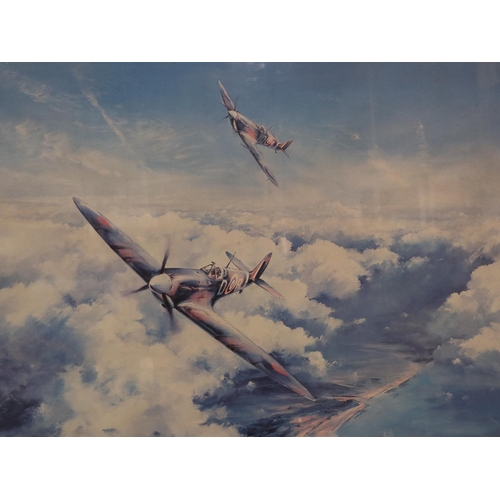 3017 - Robert Taylor (b. 1946): colour print, Spitfire, pencil signed by Douglas Bader and Johnnie Johnson,... 