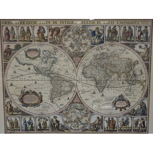 3031 - A pair of modern antiquarian style world maps, each 53 x 63 cm. Not available for in-house P&P, cont... 