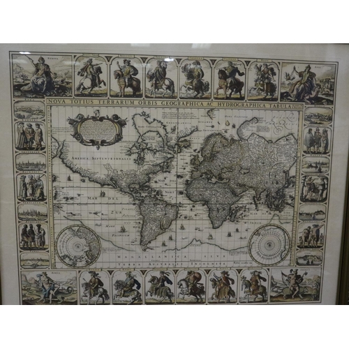 3031 - A pair of modern antiquarian style world maps, each 53 x 63 cm. Not available for in-house P&P, cont... 