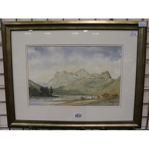 3033 - I Morris (20th century): watercolour, Lakeland Views, 29 x 44 cm. Not available for in-house P&P, co... 