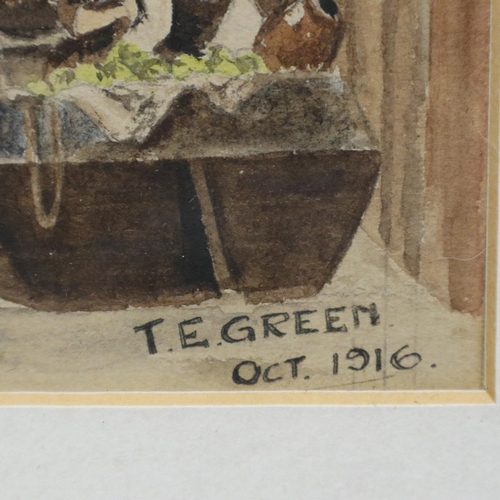 3042 - T E Green (20th century): watercolour, Venetian canal scene, signed and dated 1916, 25 x 40 cm. Not ... 