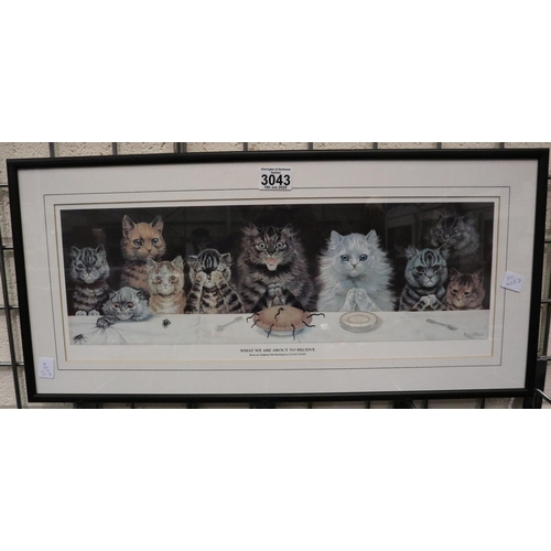 3043 - Louis Wain (1860-1939): print, What We Are About To Receive, 19 x 51 cm. Not available for in-house ... 