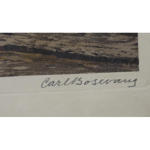 3044 - Carl Bosevang (Dutch, 1885-1970): three coloured engravings, Bavarian and Marine scenes, each signed... 