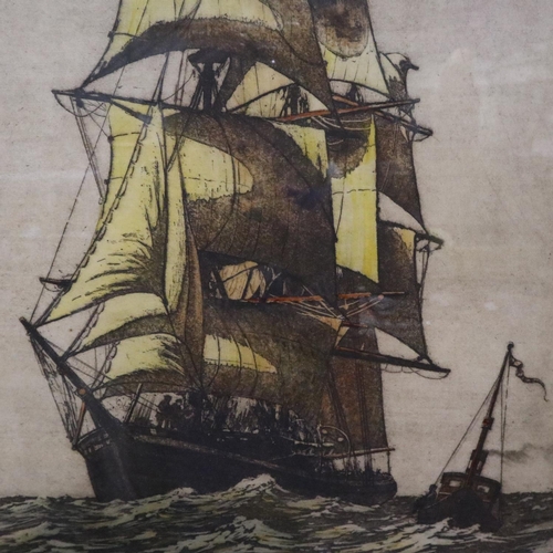 3044 - Carl Bosevang (Dutch, 1885-1970): three coloured engravings, Bavarian and Marine scenes, each signed... 