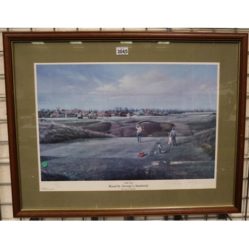 3045 - Terence Macklin (20th century): limited edition colour lithograph, 18th Tee, Royal St Georges Sandwi... 