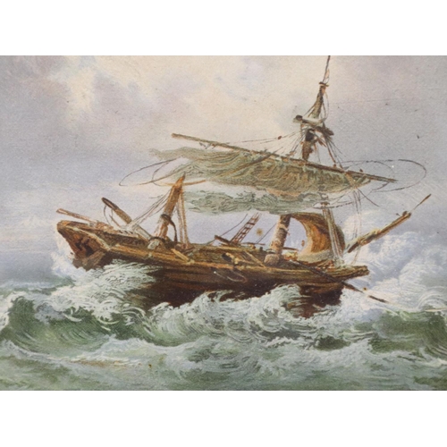 3049 - Bringer (19th century): marine print of stormy seas, 15 x 20 cm. Not available for in-house P&P, con... 