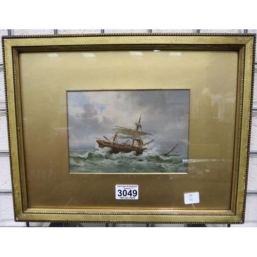 3049 - Bringer (19th century): marine print of stormy seas, 15 x 20 cm. Not available for in-house P&P, con... 