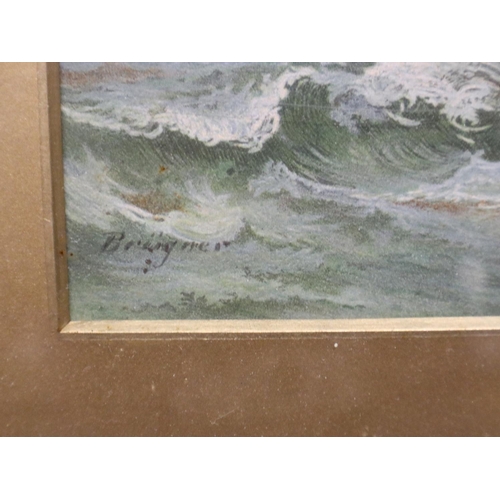 3049 - Bringer (19th century): marine print of stormy seas, 15 x 20 cm. Not available for in-house P&P, con... 