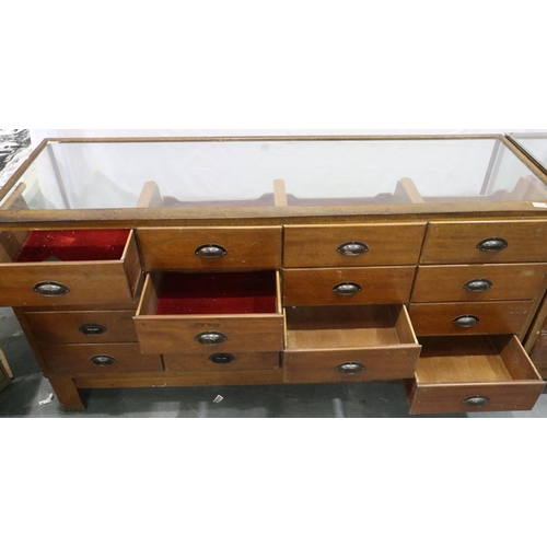 3053 - A mid 20th century haberdashery counter, having sixteen graduated drawers, by shop fittings Manchest... 