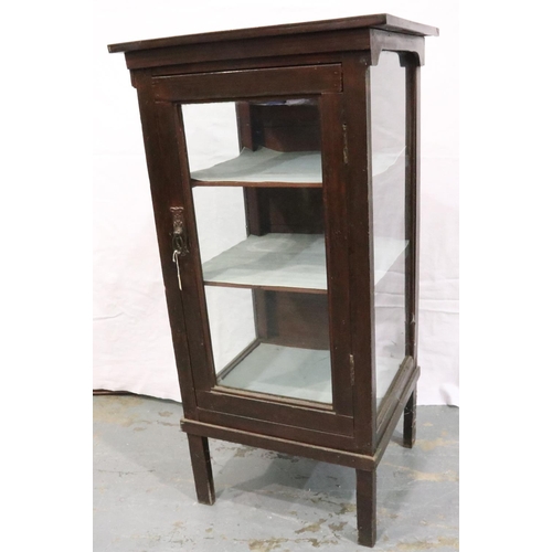 3054 - An early 20th century oak glazed shop display cabinet with two interior shelves. Not available for i... 