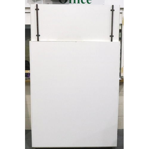 3058 - Three modern white retail display unit with drawers below, ideal card or record browsers, 123 x 56 x... 