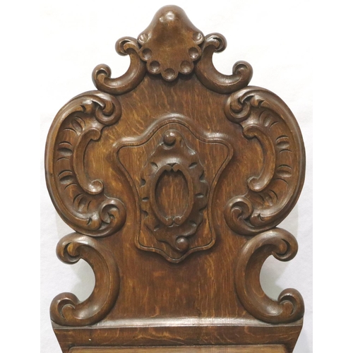 3061 - Victorian oak carved Wainscot hall chair. Not available for in-house P&P, contact Paul O'Hea at Mail... 