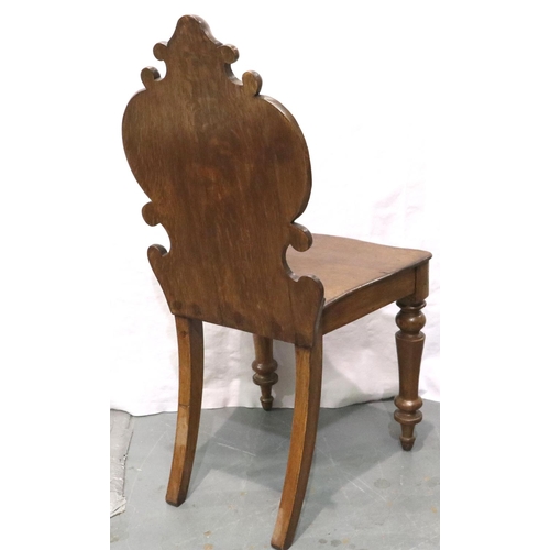 3061 - Victorian oak carved Wainscot hall chair. Not available for in-house P&P, contact Paul O'Hea at Mail... 