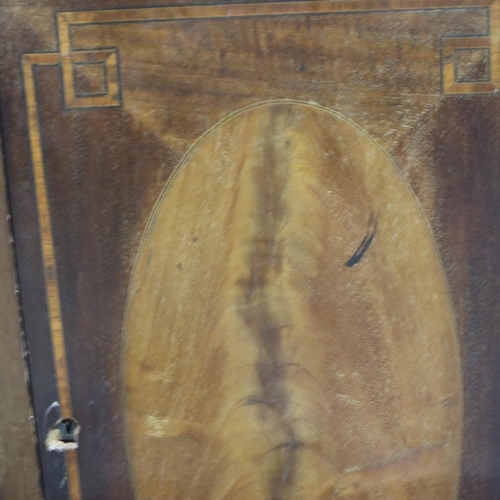 3064 - An Edwardian inlaid walnut bureau, the top fitted with drawers and pigeonholes above an unusual base... 