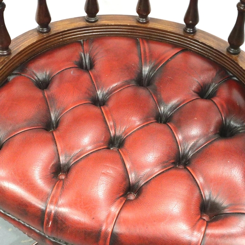 3073 - 20th century mahogany framed Chesterfield style office chair, upholstered in oxblood leather. Not av... 