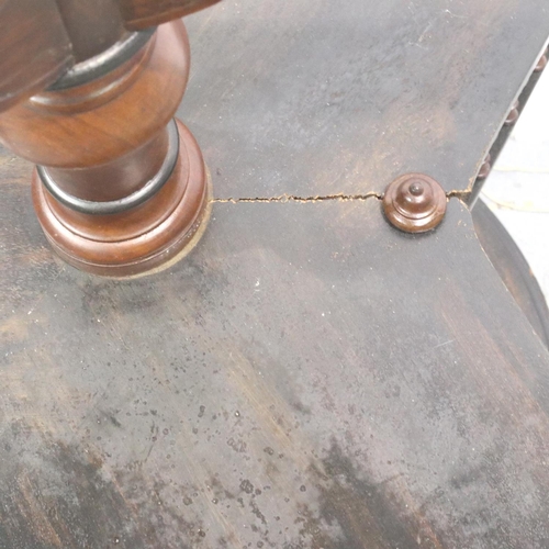 3074 - An unusual burr walnut etagere, in the form of a lamp table with three open galleried shelves below,... 