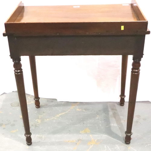 3082 - A George IV mahogany single drawer wash stand, with turned supports and gallery, 70 x 46 x 81 cm H N... 