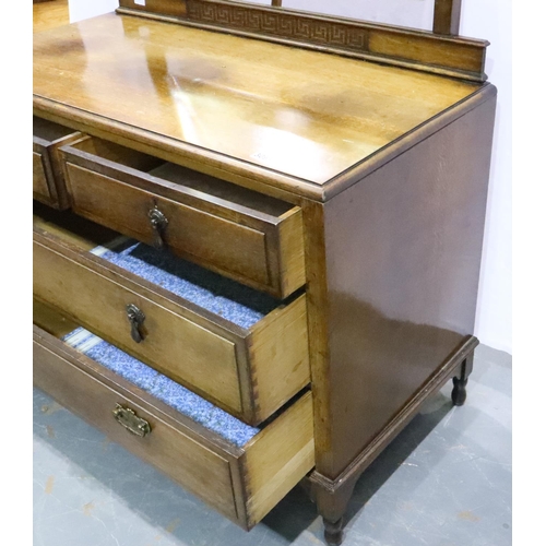 3091 - A Victorian oak dressing chest, of four drawers with swing mirror above. Not available for in-house ... 