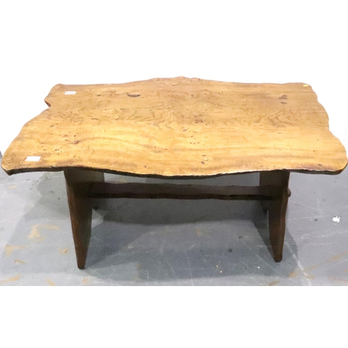 3094 - Burr walnut slab coffee table, 90 x 60 cm. Not available for in-house P&P, contact Paul O'Hea at Mai... 