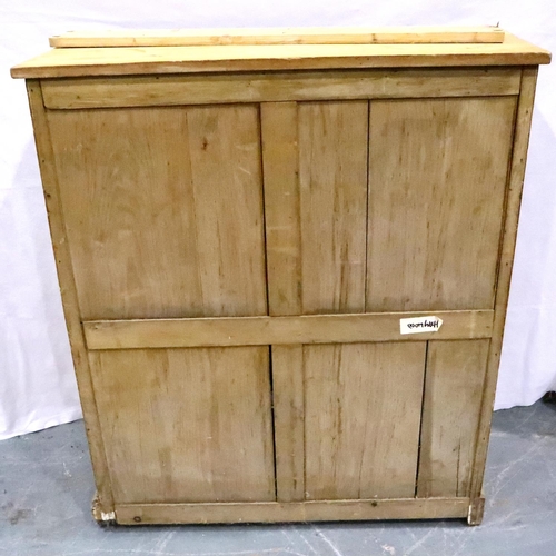 3096 - A 19th century two door pine cupboard with two adjustable shelves, 96 x 41 x 114 cm H. Not available... 