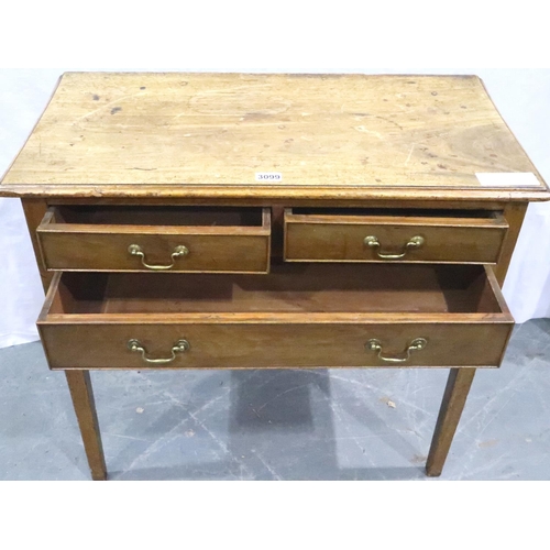 3099 - A Victorian walnut side table of two short above one long drawer, 82 x 43 x 73 cm H. Not available f... 