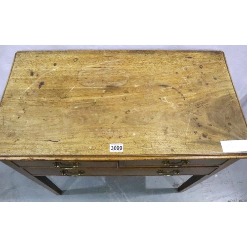 3099 - A Victorian walnut side table of two short above one long drawer, 82 x 43 x 73 cm H. Not available f... 