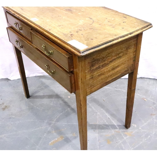 3099 - A Victorian walnut side table of two short above one long drawer, 82 x 43 x 73 cm H. Not available f... 