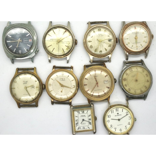 158 - Ten mixed gents mechanical wristwatches, not working at lotting. P&P Group 1 (£14+VAT for the first ... 