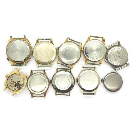 166 - Ten mechanical wristwatch heads, not working at lotting. P&P Group 1 (£14+VAT for the first lot and ... 